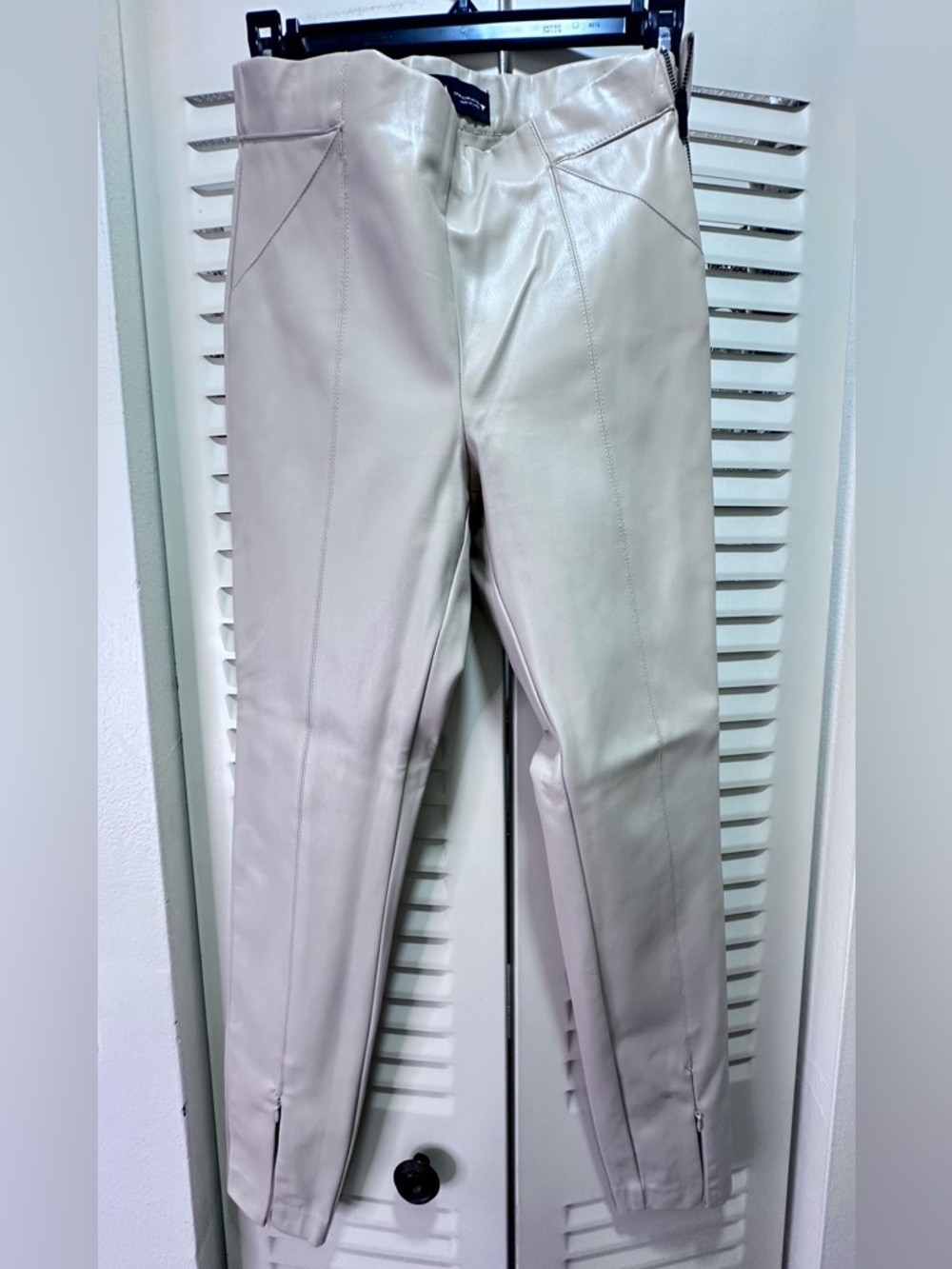 Zara Cream Faux Leather Trousers